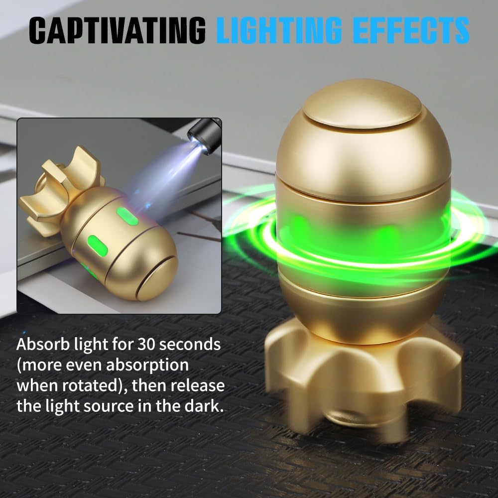 Dilabnda Металлический спиннер-фиджет в виде атомной бомбы, Крутая светящаяся игрушка-кубик 2 в 1 для пальцев, Сенсорный гироскоп-спиннер для пальцев, Подарки