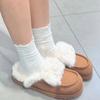 Fur Women Cotton Slippers Short Plush Suede Flats Designer Casual Shoes 2025 Trend Walking Warm Cozy Winter Snow Botas De Mujer