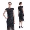 1920S Vintage Gatsby Ball Gown, Round Neck Sequin Embroidered Large Size Dress