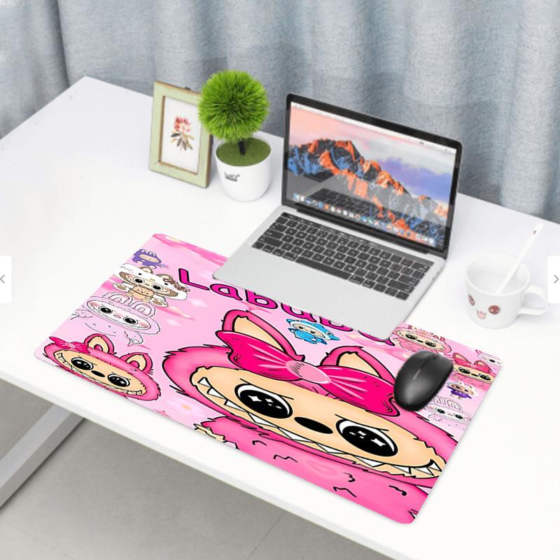 Labubu Print Mouse Pad, Anti‑Slip Desktop keyboard Mat, for PC Laptop Gaming Working Daily Use, Cool Festival Surprise Gift