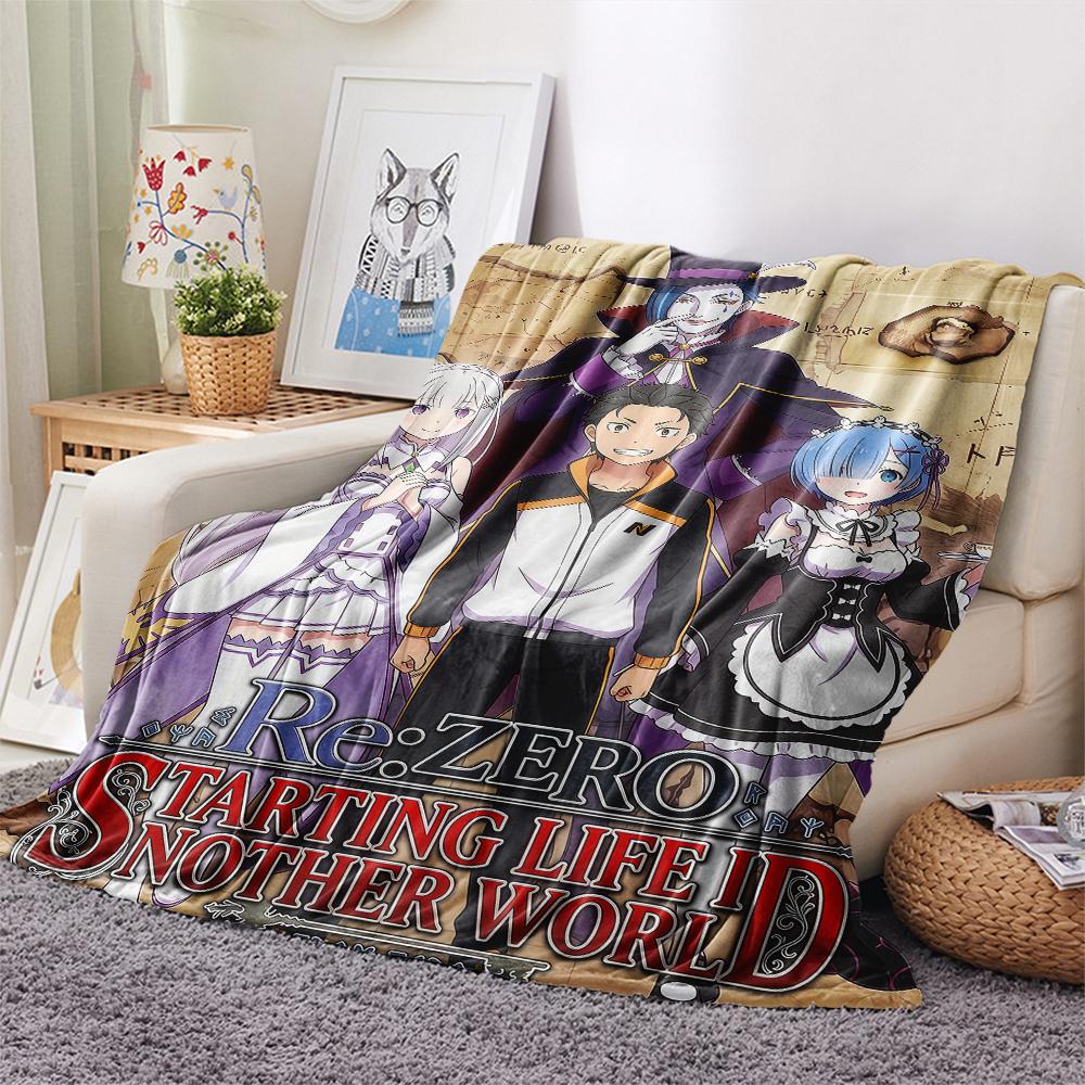 Retro ReZero Starting Life in Another WorldPrint Flannel Blanket, High quality Comfortable for All Seasons, Home Decor, Warmth and Comfort