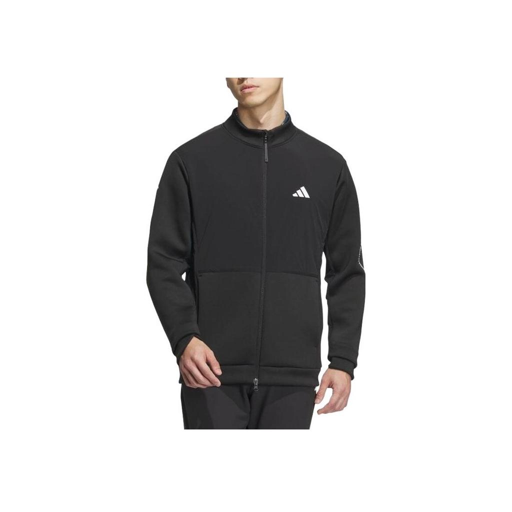 Adidas Solid Color Brand Logo Stand Collar Jacket Men Jacket Black HY0974