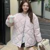 Women's Trendy 2024 Oversized Argyle Cotton-Padded Baseball Collar Jacket - Loose, Winter Outerwear.