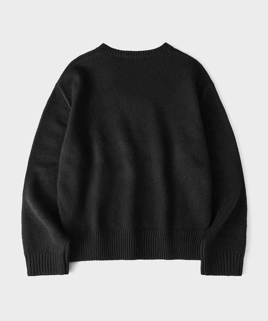 HOOVES Wool Blend V-Neck Crop Knit [Black]