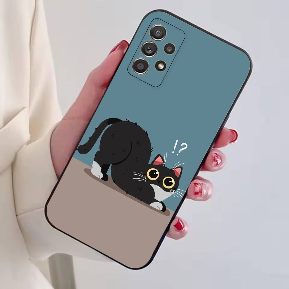 Кошачьи мемы F-Смешной милый чехол для телефона для Samsung S25, S24, S21, S22, S23, S30, Ultra, S20, Plus, Fe, Мягкий силиконовый черный чехол
