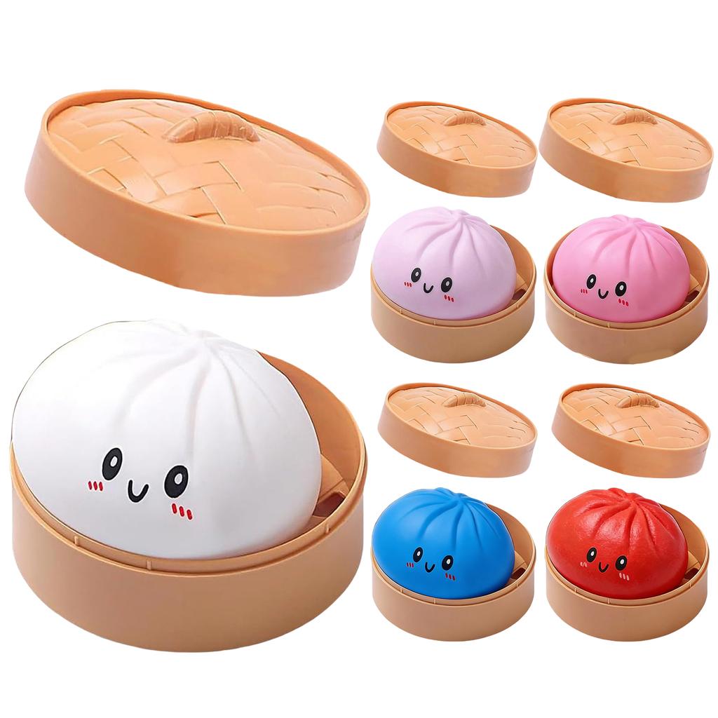 Разноцветные Дамплинг Сквиши Антистрессовые Мячики Фиджет Сенсорные Игрушки Симуляция Еды Сквиши Булочка с Пароваркой Мячик из Теста для Сжатия Подарки