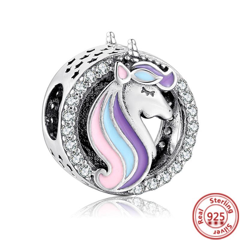 925 медь Милая серия животных Кошка Собака Слон Единорог Птица Подвеска Бусины удачи Подходят для оригинального браслета с шармами Pantaro DIY Циркон
