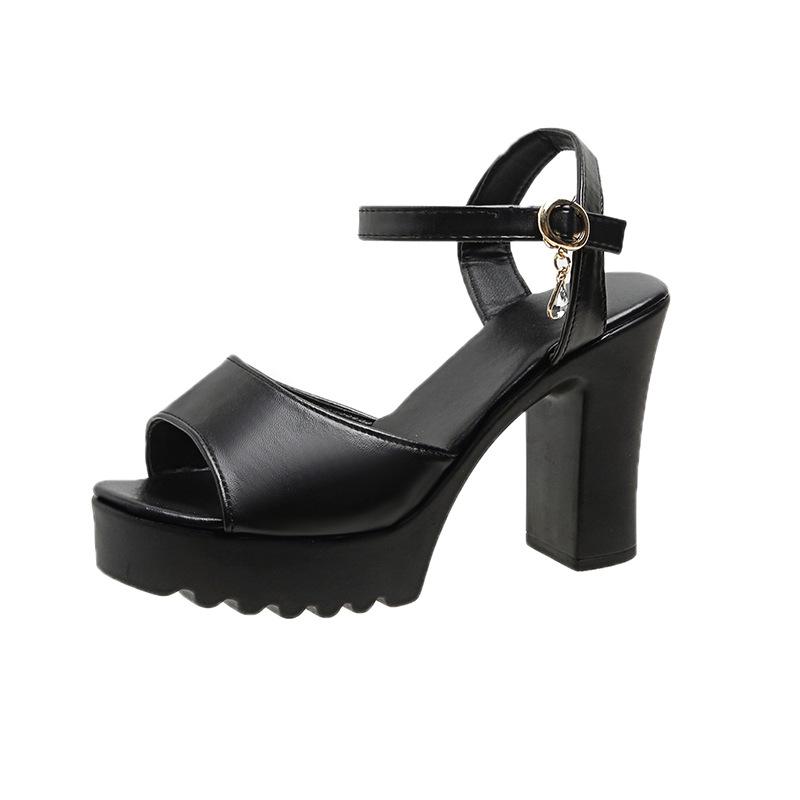 Корейская версия босоножек на толстом каблуке, женские, новинка 2025 года, сексуальные туфли на высоком каблуке с рыбьим ртом, водонепроницаемые, красивые женские туфли на платформе