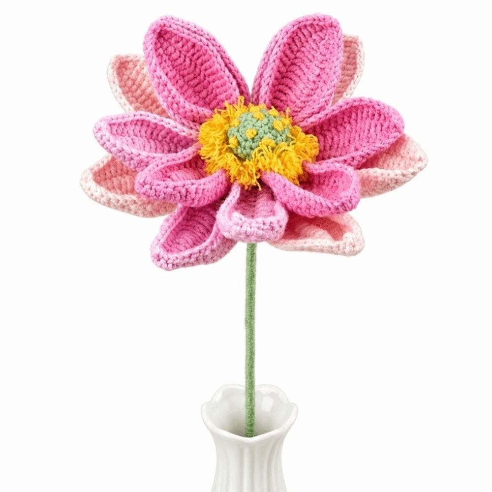 Finished Handwoven Crochet Lotus Flower Artistic Artificial Plant Decor Home Decor