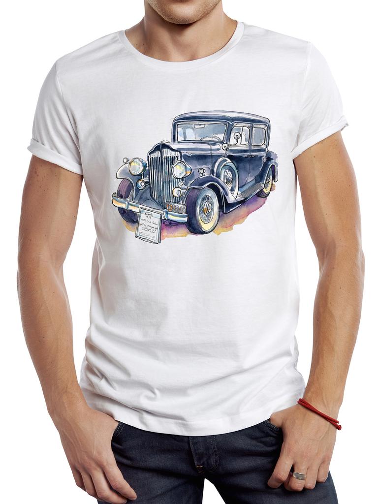 TEEHUB Vintage Old Car Printed Men T Shirt Graphic Sport Cloth Retro Classic Bus Casual Tops Hi