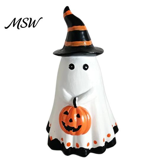 Decorative Halloween Figurines Ghost Ornament, Cute Tabletop Sculpture, Durable Resin Centerpiece Table for Home Party Festive Shelf Decorations