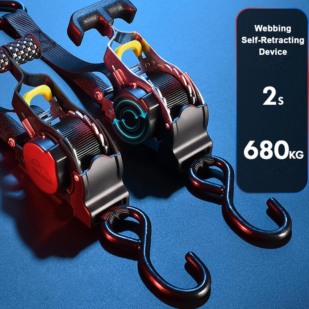 Retractable Auto Ratchet Belts Automatic Rewinding Bundle Tape 680kg Load Capacity SelfRetracting