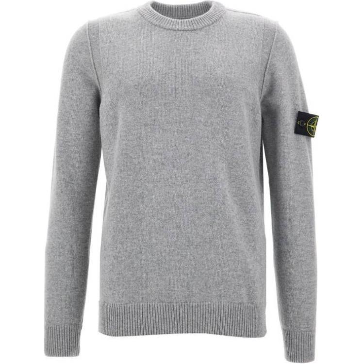 STONE ISLAND Джемпер из шерсти ягненка меланжевого серого цвета унисекс 8115508A3-V0M64