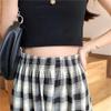 Женские легкие эластичные летние широкие повседневные брюки с высокой талией в клетку в стиле ретро, ​​свободные универсальные прямые брюки
