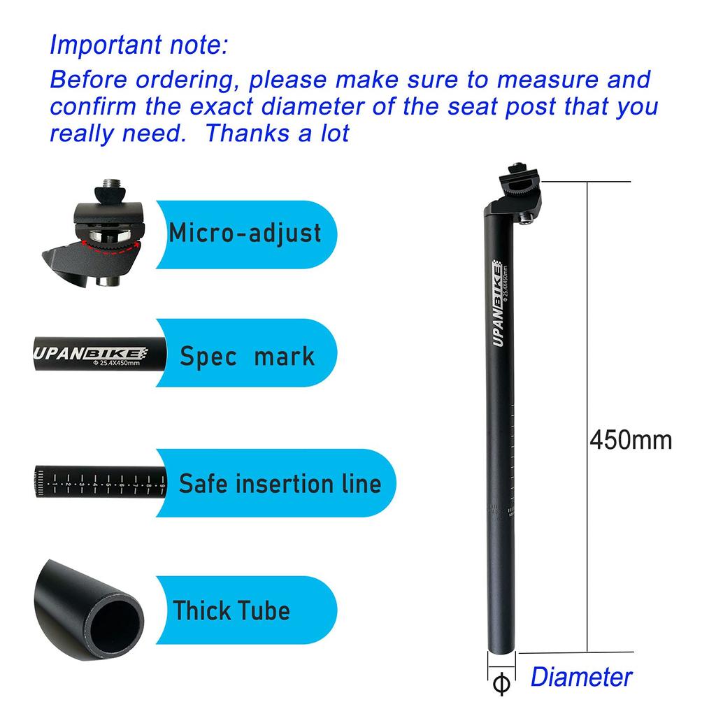 Подседельный штырь велосипеда UPANBIKE, длина 45 см, подседельный штырь для горного велосипеда, шоссейного велосипеда, 25,4 мм, 27,2 мм, 28,6 мм, 30,4 мм, 30,9 мм, 31,6 мм (27,2 мм)