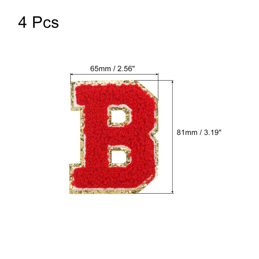 4pcs Embroidered Letter Patches Chenille Letter Patches Iron on Letter Patches Embroidery Patch Iron for Clothing Shoes Hats Red