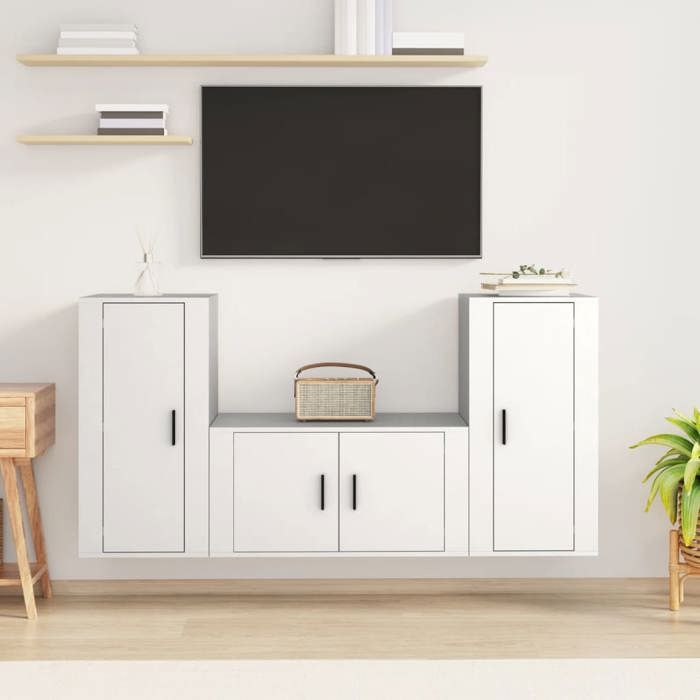 Maison Exclusive - Ensemble de meubles TV 3 pcs Blanc Bois d'ingénierie