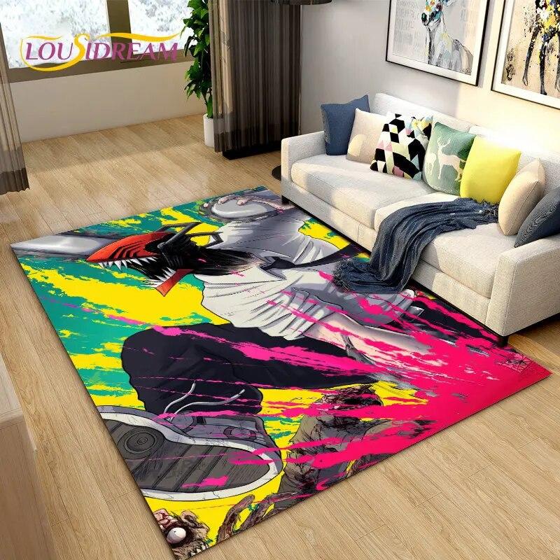 3D Chainsaw Man Anime Denji Cartoon Area Rug, ковер для гостиной, спальни, дивана, коврика, украшения, детский нескользящий напольный коврик