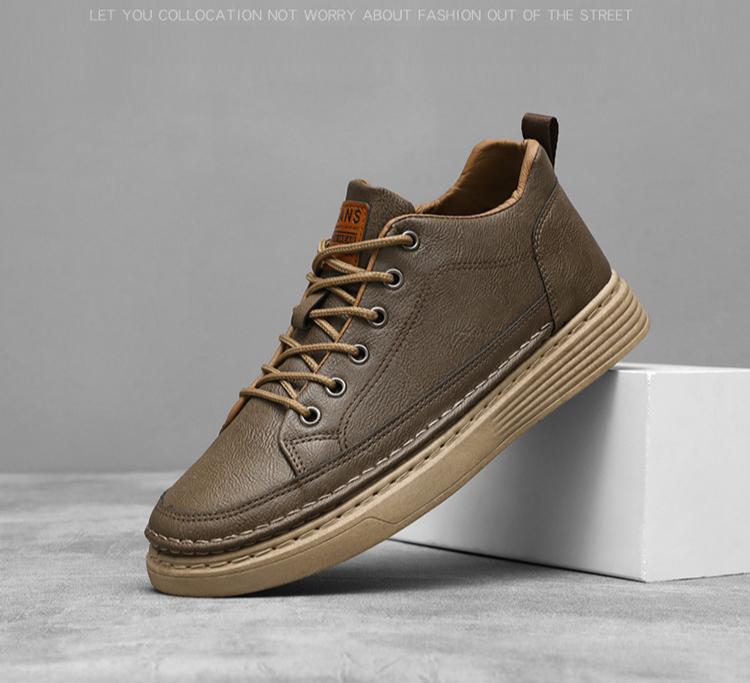 Мода 2025 Новые мужские дышащие кроссовки из мягкой кожи Водонепроницаемые противоскользящие черные повседневные туфли на весну Легкие и трендовые наряды