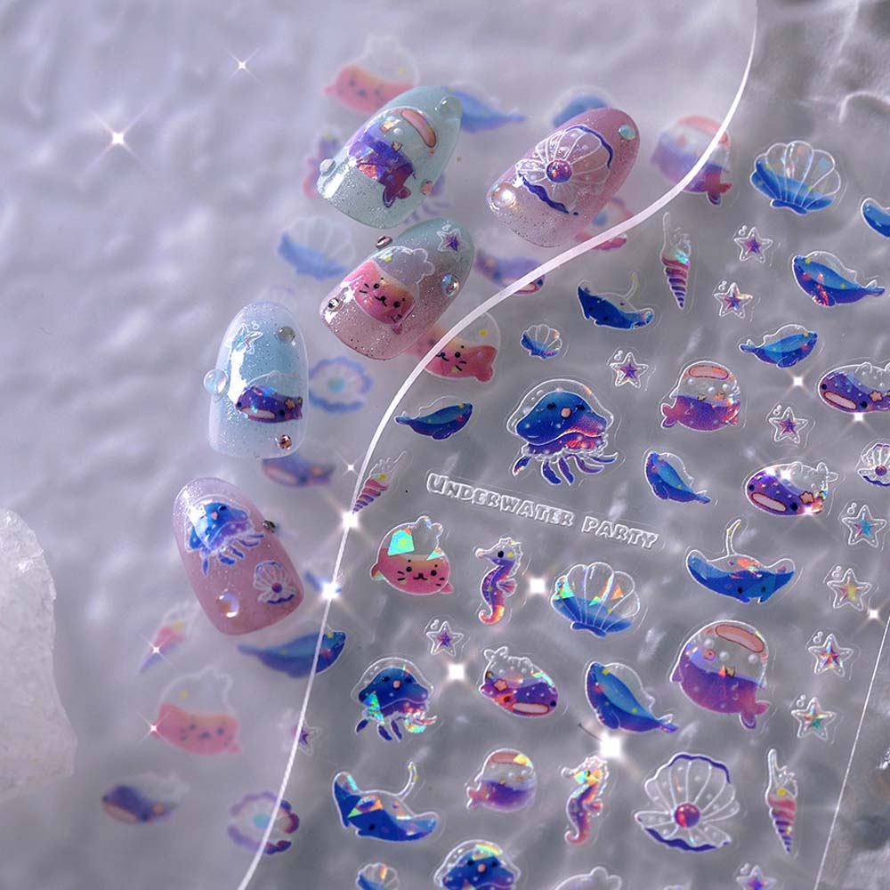 Ракушки Океан Наклейки для ногтей Украшения для ногтей Дельфин Океан Красочные наклейки для ногтей Океан Женщины