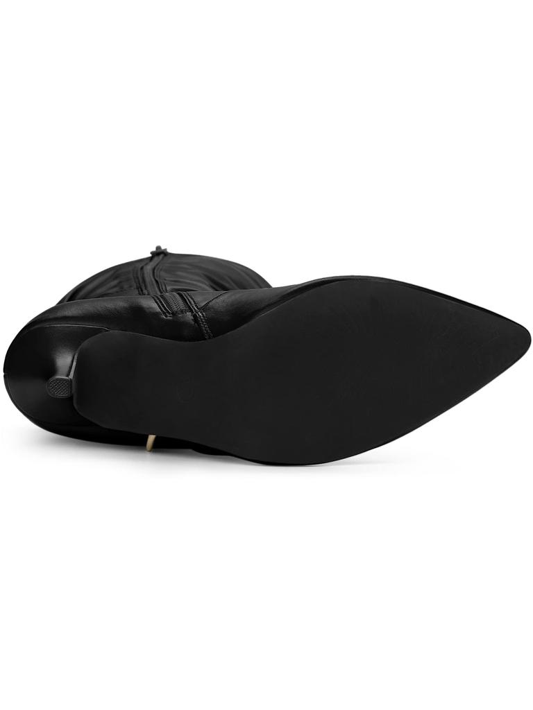 Allegra K Knee-High Boots, Stiletto Heel, Pointed Toe, Women's, Black, Size 28.0cm