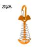 Tent Peg with Carabiner Spring-Loaded Fish Bone Peg, Aluminum Deck Stake Windproof Rope Buckle Carabiner, for Outdoor Camping Fixing