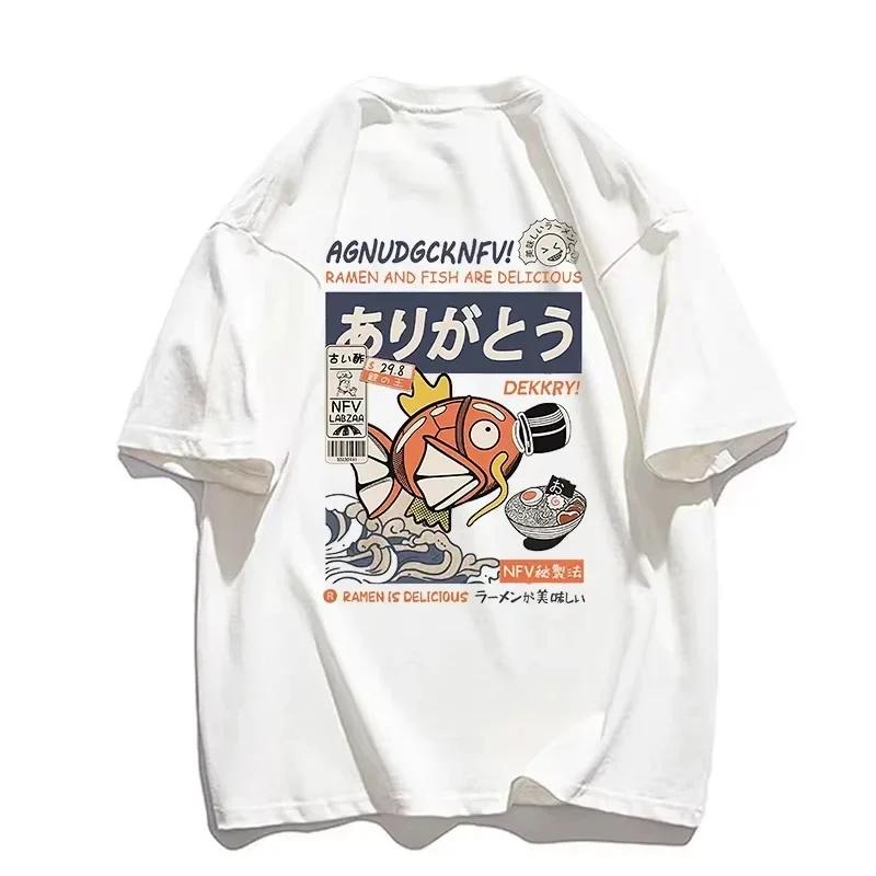 Parentchild Tshirt Pokémon King Carp Print Street Summer 2025 Casual Cotton Top Japanese Urban Style Daily Shortsleeved Top