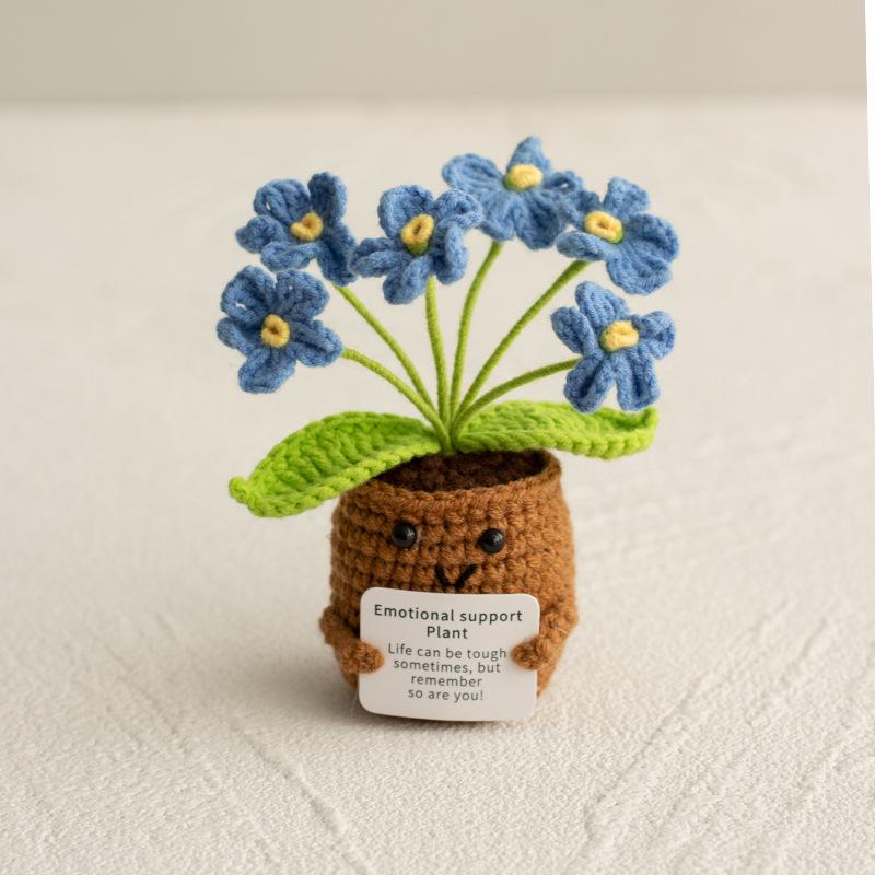 Positive Vibes Plant Doll: Knitted Potted Bouquet and Desk Ornament