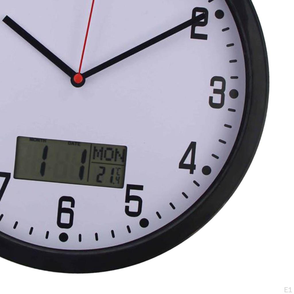 Классические настенные часы с датой и температурой, цифровые 10-дюймовые бесшумные часы для гостиной