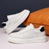 Новые мужские туфли из натуральной кожи, белые туфли для скейтбординга на толстой подошве, молодежные модные кроссовки на шнуровке