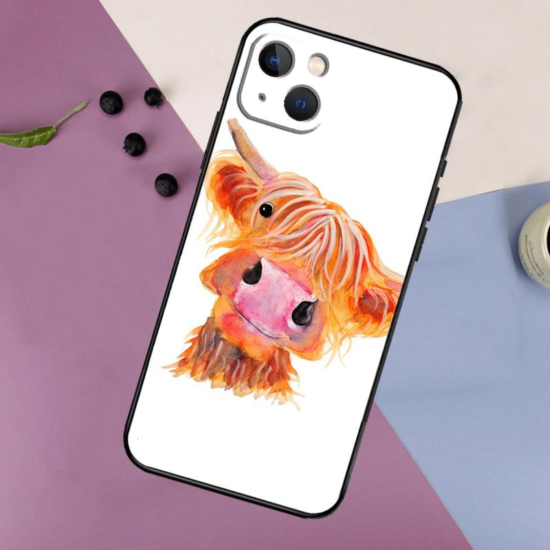 Highland Cows Phone Case For iPhone 11 12 13 14 16 15 Pro Max Mini 7 8 Plus X XR XS Max Bumper Cases Cover