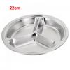 Stainless Steel 3-Compartments-Divided Plate Food Serving Lunch Dinner Dish Tray