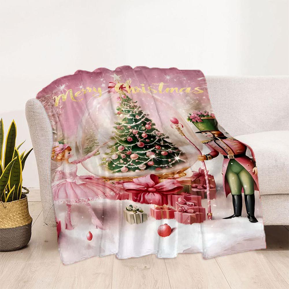 Christmas Snowman And Bear Flannel Blanket,Lightweight,Office Blanket,Sofa Blanket,Comfortable Blanket