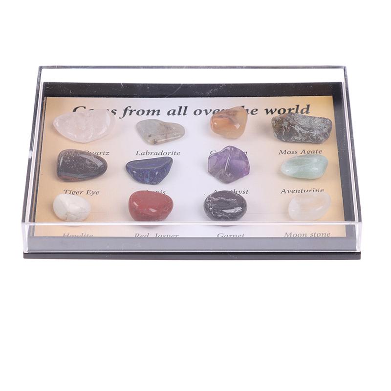 12Pcs/Box Chakra Stones Natural Stone Reiki Healing Gemstones Agate