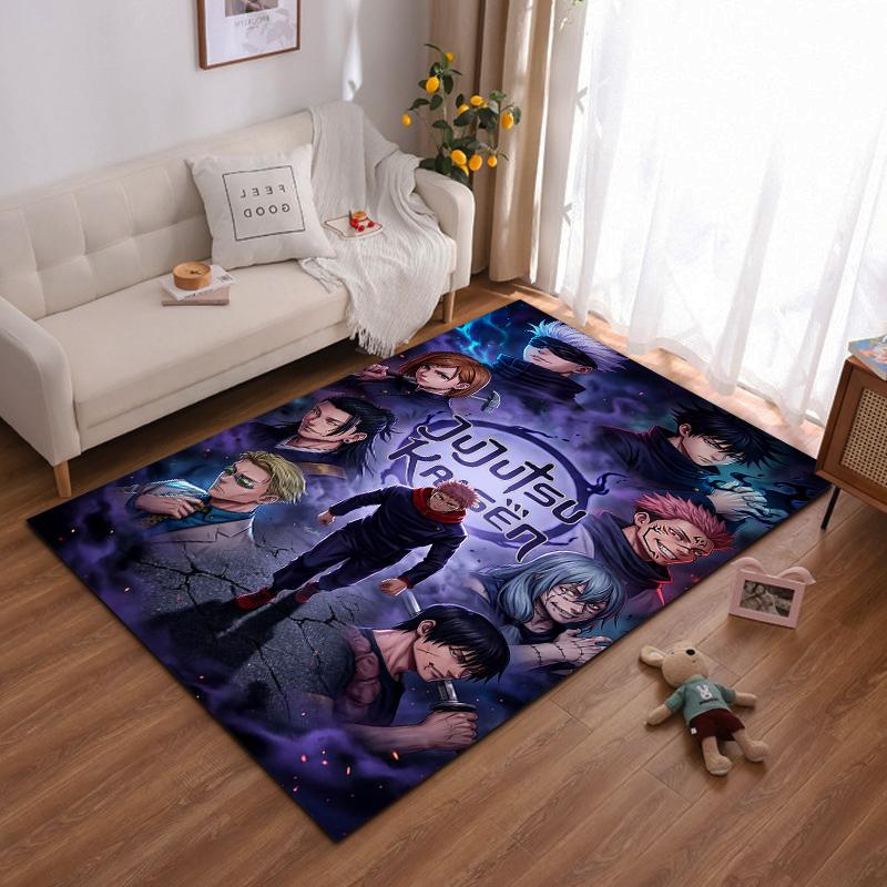 Japanese Anime Jujutsu Kaisen Printed Flannel Non-Slip Carpet Home Decor Suitable for Living Room and Room