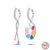 100% 925 Silver Earrings For Women Colorful Zircon Star Butterfly Devil's Eye Pendants Earrings Elegant Party Jewelry