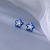 Sapphire Blue Dripping Oil Zircon Star Earbone Nails Niche Design High-end Stud Earrings Trendy Models