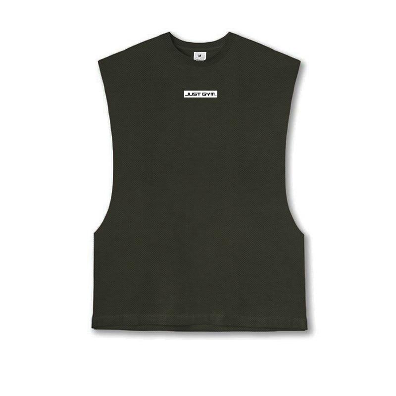 Muscleguys American Basketball Sports Training Sleeveless Vest Summer Loose Casual Waistcoat Round Neck Mesh T-shirt