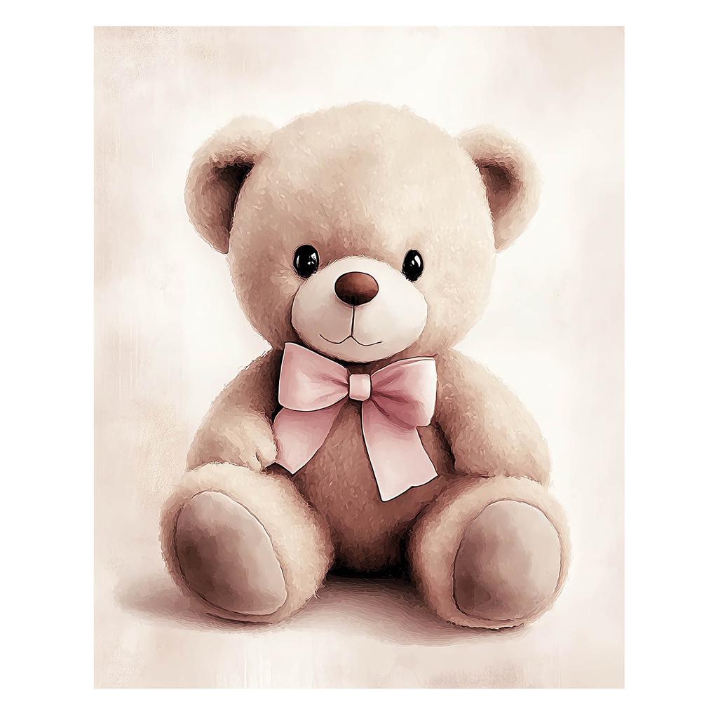 Plakat Uroczy Miś W Różowej Muszce Plakat Uroczy Miś W Różowej Muszce, 70X100 Cm, Rama Drewniana Ciemny Brąz, Papier Matowy 230 Gsm