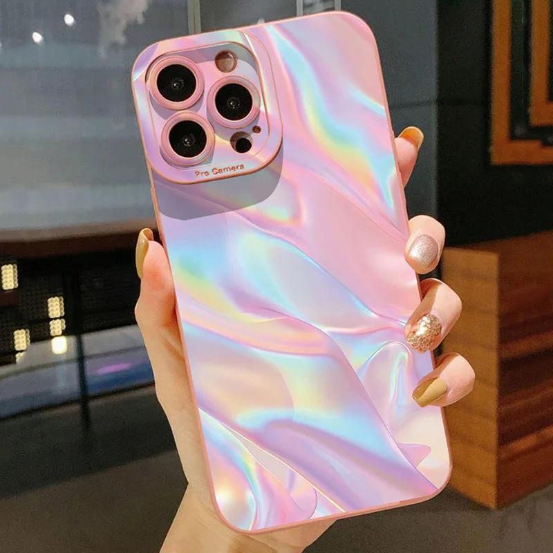 Градиентный чехол-аврора для iPhone 17 16 Pro Max Air 15 14 Plus 11 12 13 Mini 7 8 SE2 X XS XR Матовый ударопрочный силиконовый чехол