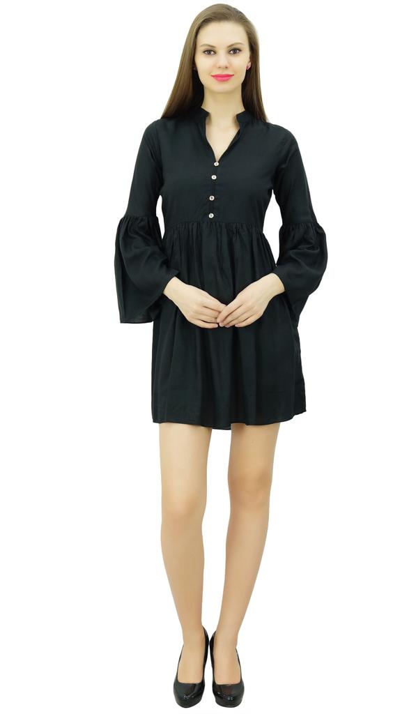 Bimba Женское дизайнерское короткое платье в стиле бохо со сборками на талии и оборками на рукавах