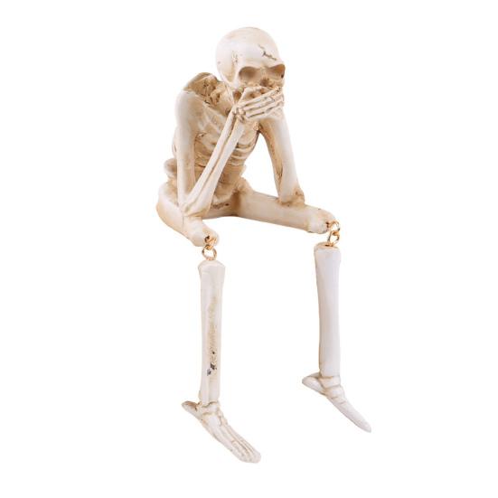 Skeleton Figurine Realistic Non-See Non-Speak Non-Hear Statues Spooky Skeleton Collectible Ornaments for Halloween Haunted House