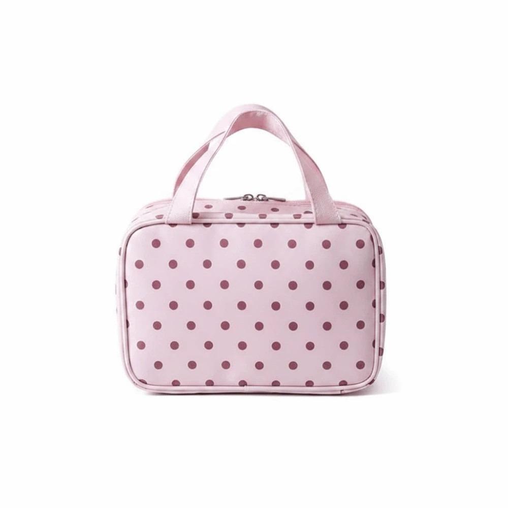 Waterproof Cosmetic Bag Large Capacity Polka Dot Toiletry Case Luggage Sleeve Dual Zippers Travel Organizer Makeup Artists
