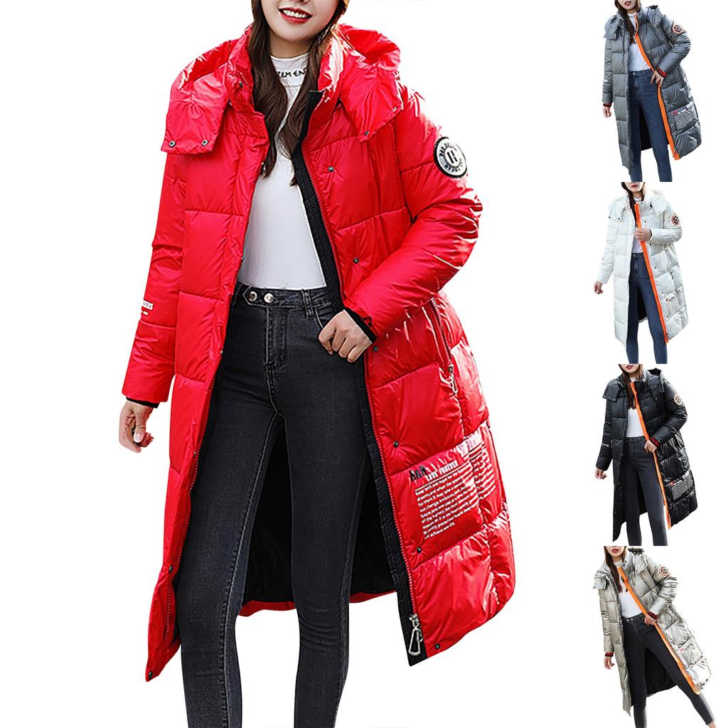 Women's Winter Fashion Long Over-The-Knee Hooded Thick Padded Jacket Coat