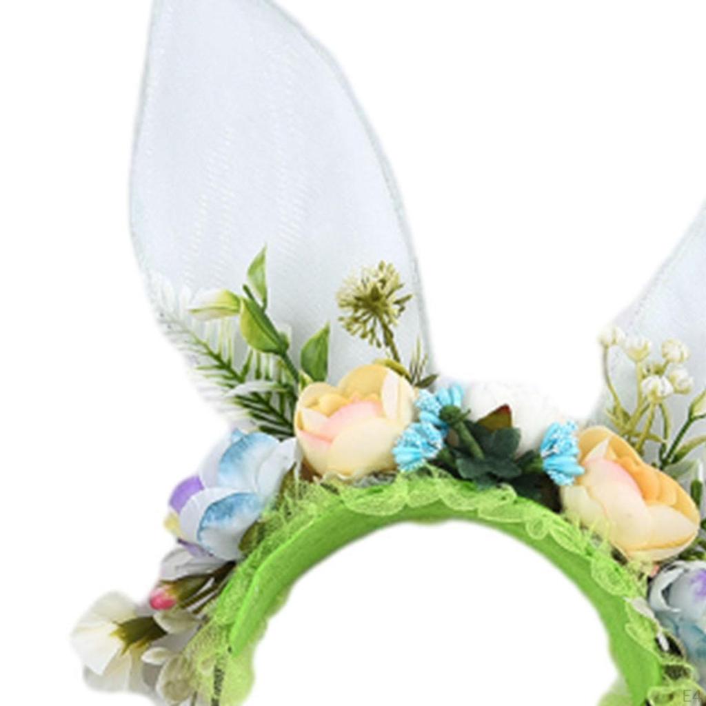 Повязка на голову с заячьими ушками, цветочная гирлянда, аксессуар для костюма, нарядное платье, косплей