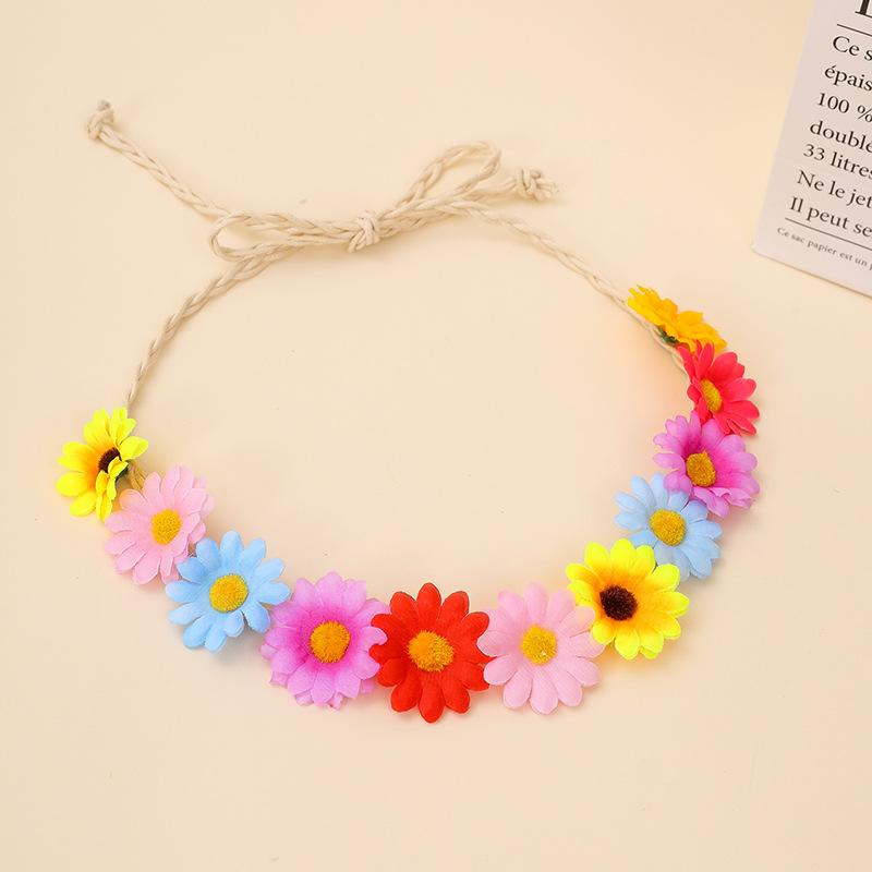 Artificial Daisy Flower Headband Bohemian Daisy Festival Headband Rope Hair Accessory Adjustable Bohemian Hair Band