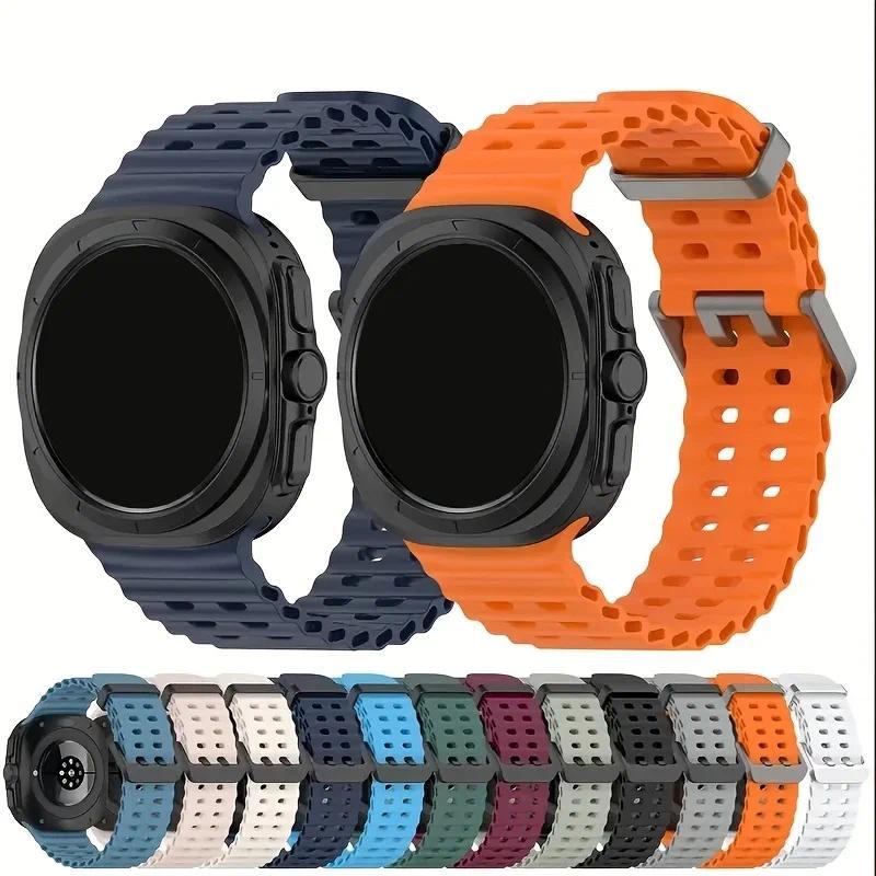 Спортивный ремешок для Samsung Galaxy Watch Ultra 47 мм силиконовый Браслет БЕЗ ЗАЗОРОВ Ocean Watchband aquatics Watch 7 47 мм Официальный ремешок
