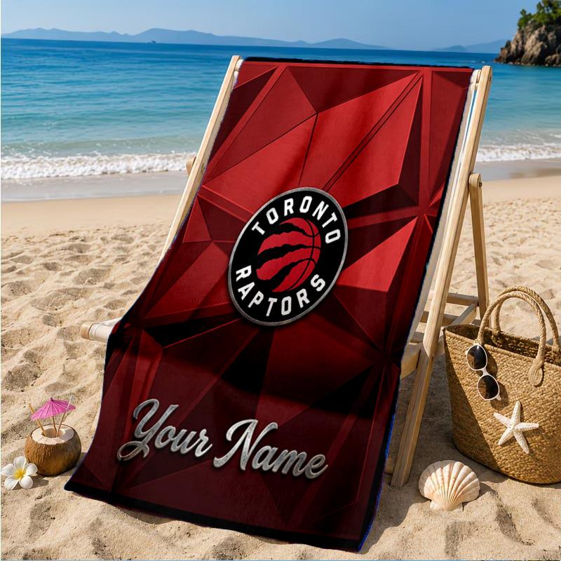 Custom Name Raptors basketball Logo Personalized Microfiber Beach Towel, Quick-Dry, Ideal for Summer Travel, Beach Essential, Swimming