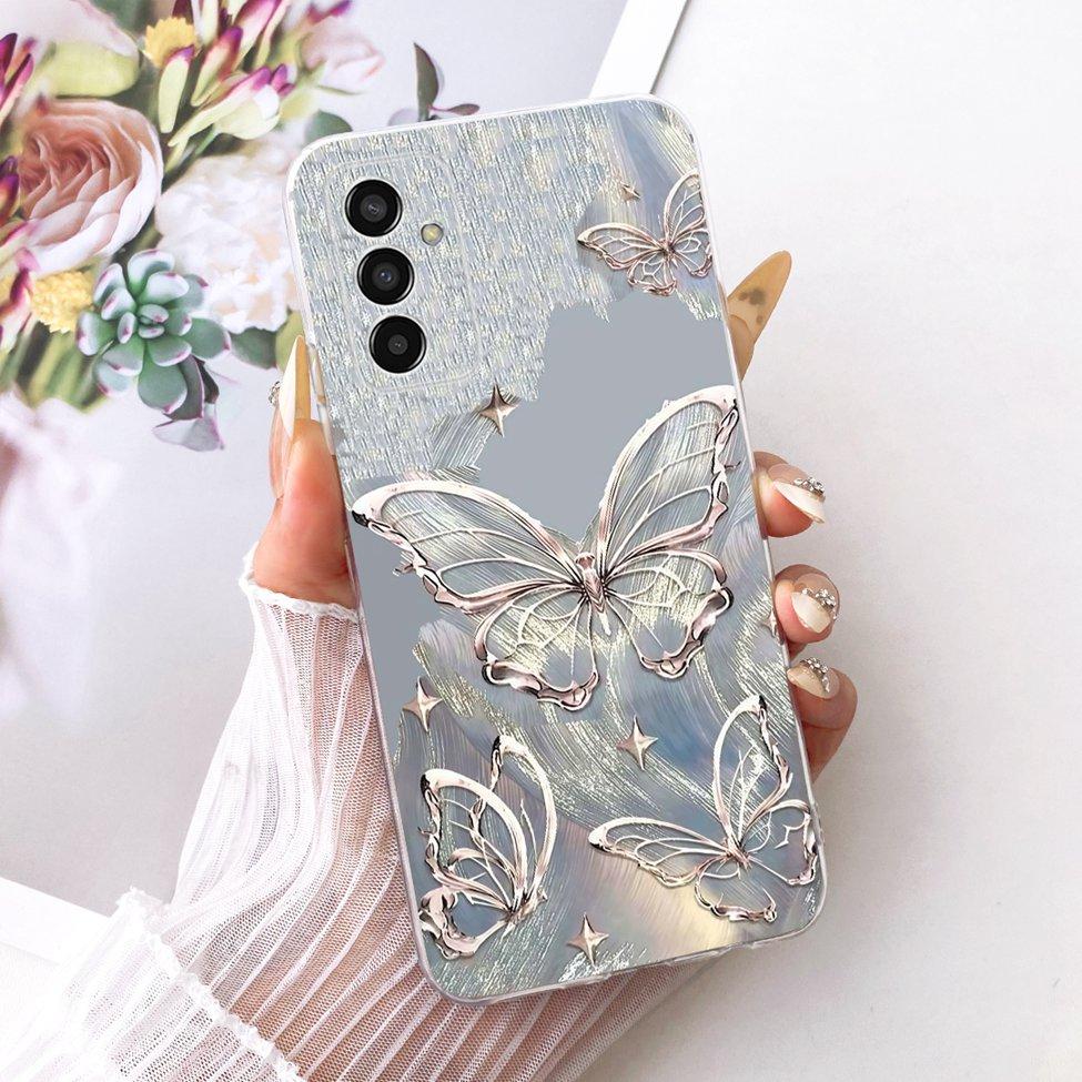 Transparent For Samsung M13 4G SM-M135F Case For Samsung Galaxy M13 4G Cover Cute Cat Fashion Butterfly Funny Painted Casing