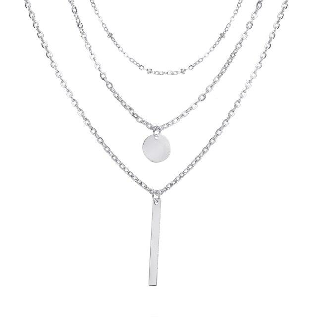 17 км корейское многослойное ожерелье с подвеской в ​​виде монеты в виде бабочки для женщин, золотистое, серебряное, толстая цепочка, ожерелья, модные ювелирные изделия 2021